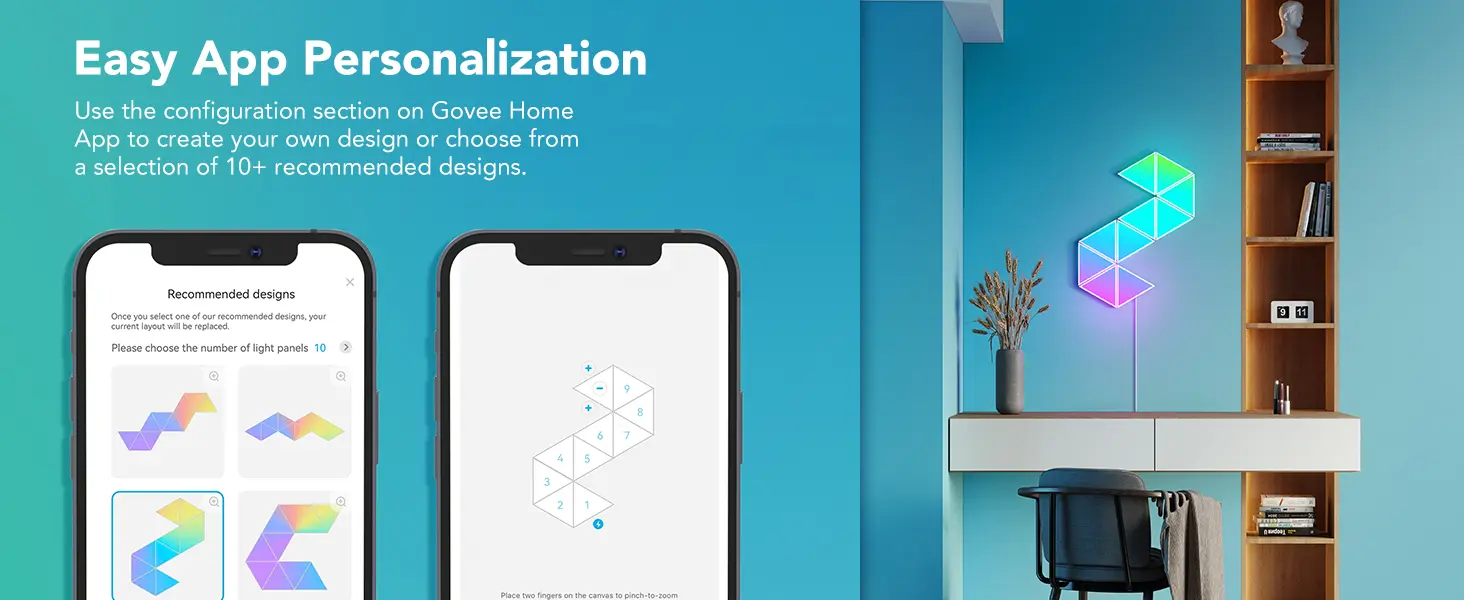 Govee Glide Triangle Panels – Gaming wall setup