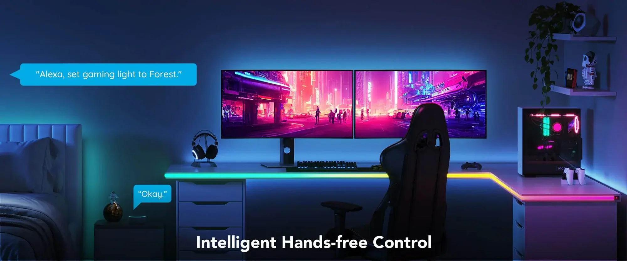 Govee Neon Gaming Table Light – Desk setup