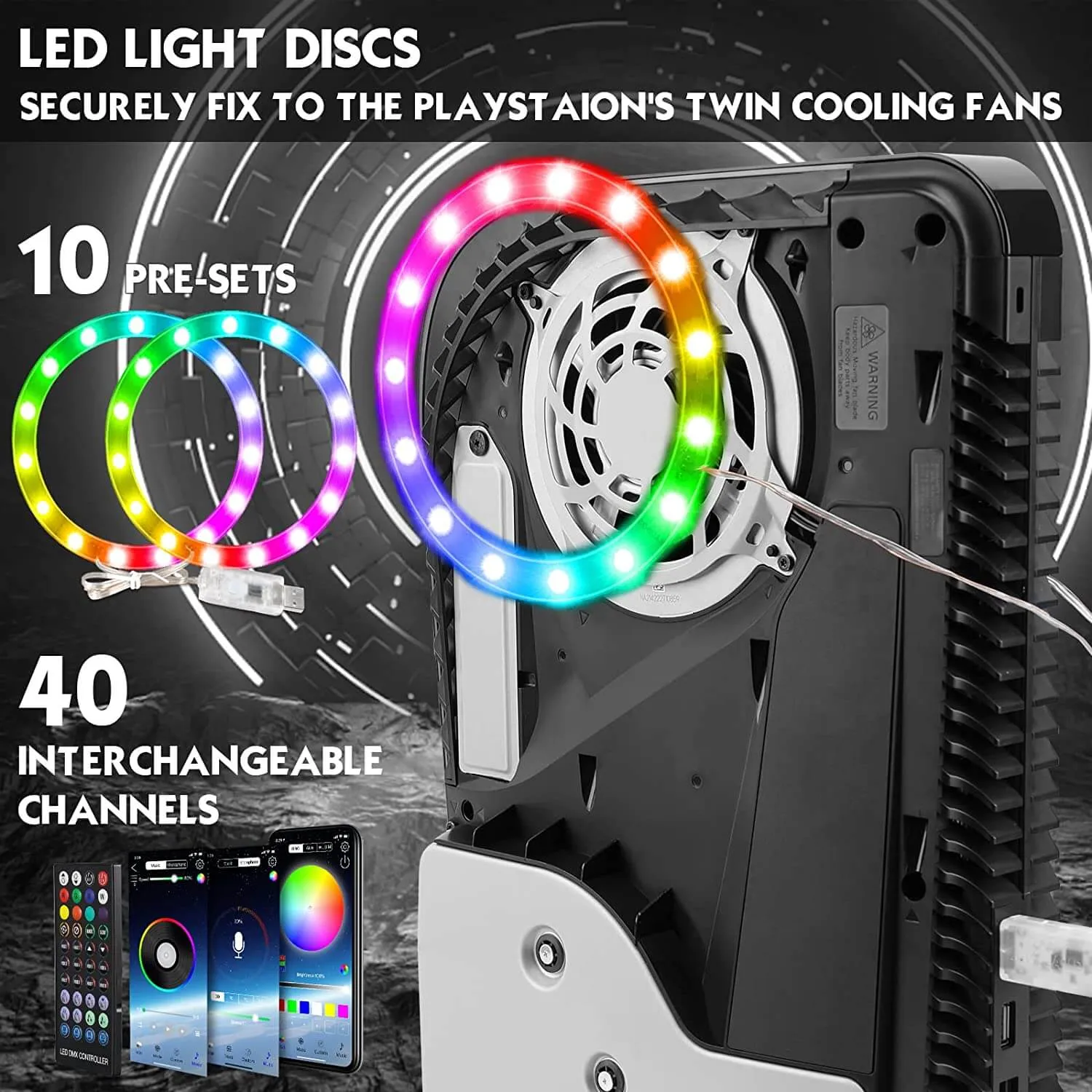PS5 Console Face Plates Shell and RGB LED Light Strip - Cosmic Red