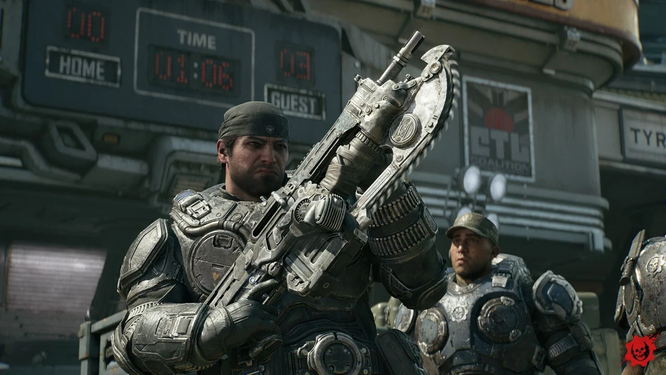 COG and Locust teams competing in Gears of War E-Day Versus mode
