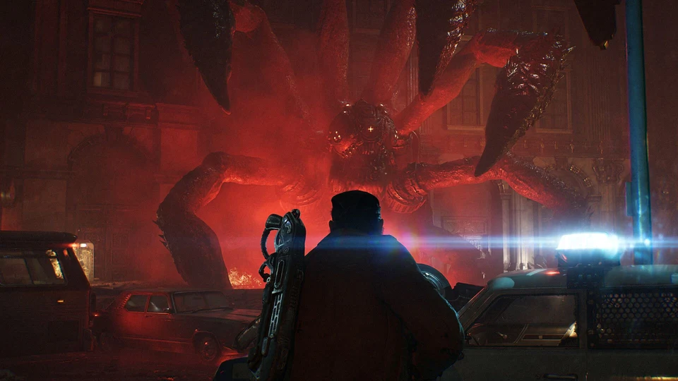 A terrifying Locust enemy attacking a COG soldier
