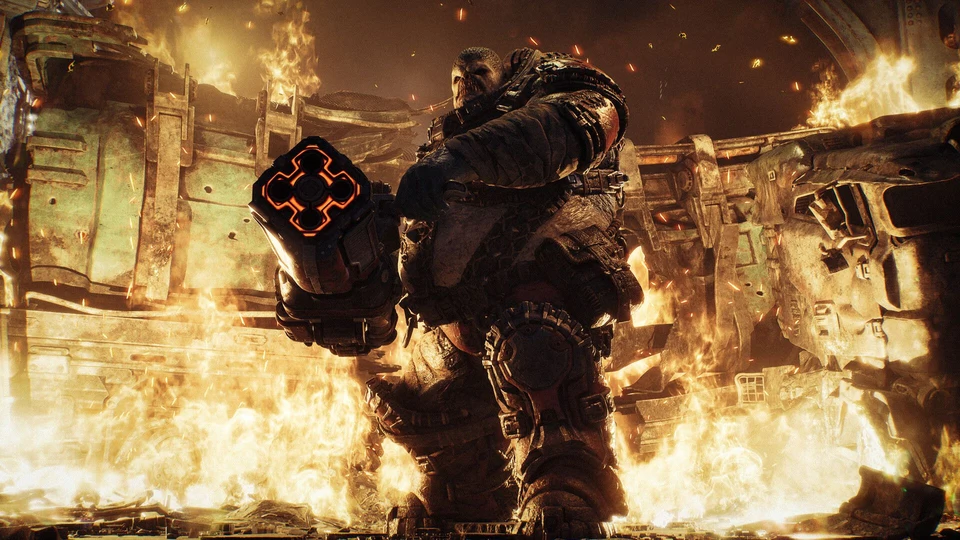 Detailed devastated city environment from Gears of War E-Day