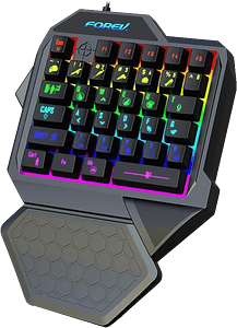 Forev F6 Single Handed Rainbow Wired Gaming Keybaord - Black
