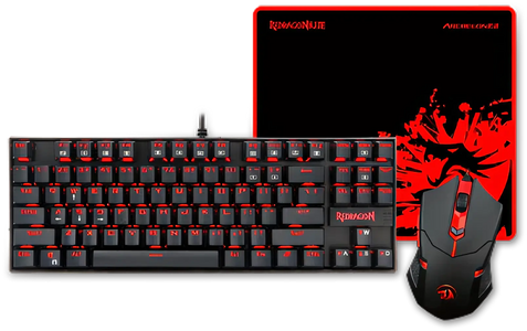 مجموعة لوحة مفاتيح وماوس ميكانيكية للألعاب من Redragon K552-BA