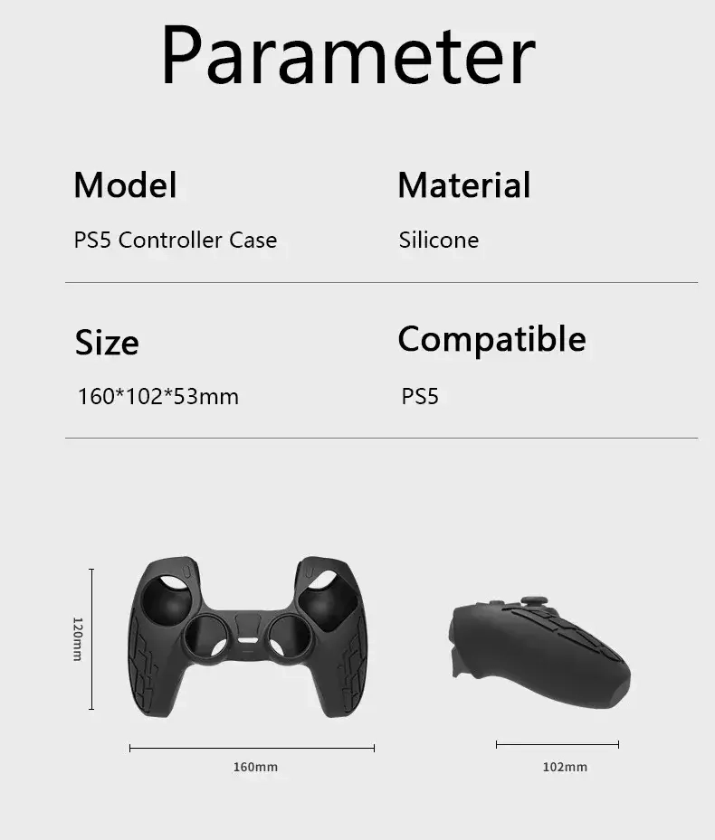 PS5 Controller Silicone Cover Case with Grips - Black  for sale in Emirates from Games2all