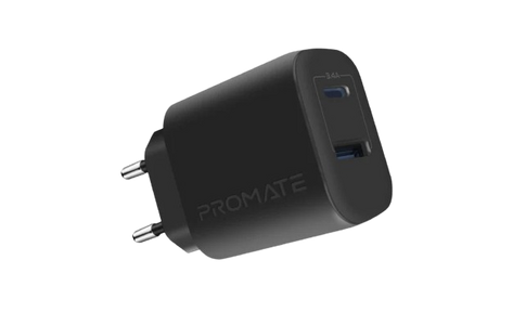 Promate BiPlug-2 Wall Charger 17W - Black