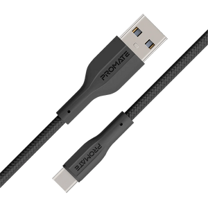 Promate XCORD-AC Super-Flexible Type-A to Type-C Cable (1m) - Black