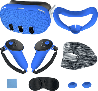 VR Full Set Silicone Cover (7 Pieces) For Meta/Oculus Quest 3 - Blue