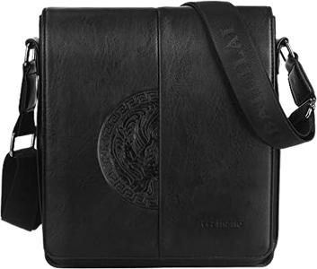 Shoulder Casual Leather Bag 14 Inch - Black