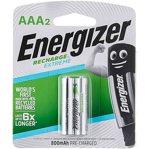 2 بطاريات إنرجايزر قابلة لإعادة الشحن AAA (1.2 فولت)