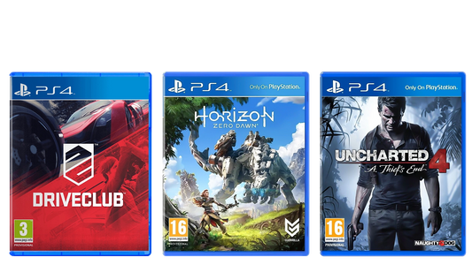 Exclusive Bundle - Uncharted 4, Horizon Zero Dawn, Driveclub - PS4