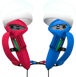 غطاء مقابض KIWI Design مع أحزمة مفصلية لنظارة Oculus Quest 2 - الأزرق مع الأحمر