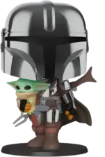 Funko Pop! Jumbo Star Wars - The Mandalorian With Din Grogu (Baby Yoda) - Metallic   for sale in Emirates from Games2all