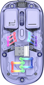 ماوس  بلوتوث لاسلكي شفاف ثنائي الوضع أر جي بي - بنفسجي