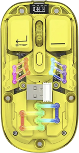 Transparent Wireless Dual-Mode RGB Bluetooth Mouse - Yellow