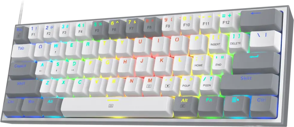  Redragon K617 Fizz 60% Wired RGB Gaming Keyboard with Red Switch - Grey in White