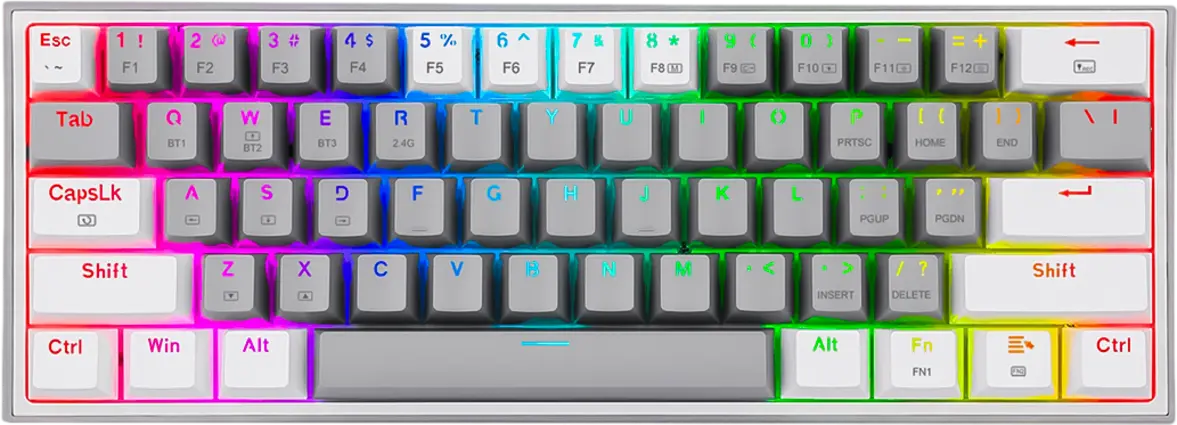  Redragon K617 Fizz 60% Wired RGB Gaming Keyboard with Red Switch - White in grey