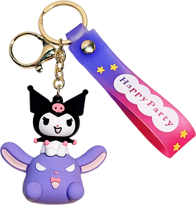  Hello Kitty Kuromi Riding Bunny - Keychain Medal	