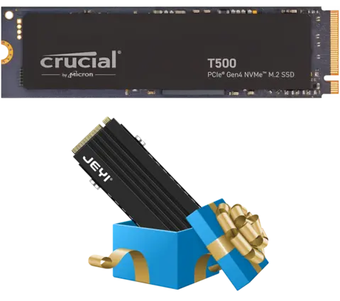 Crucial T500 1TB PCIe Gen4 NVMe M.2 SSD + FREE JEYI PS5 Heatsink Gift