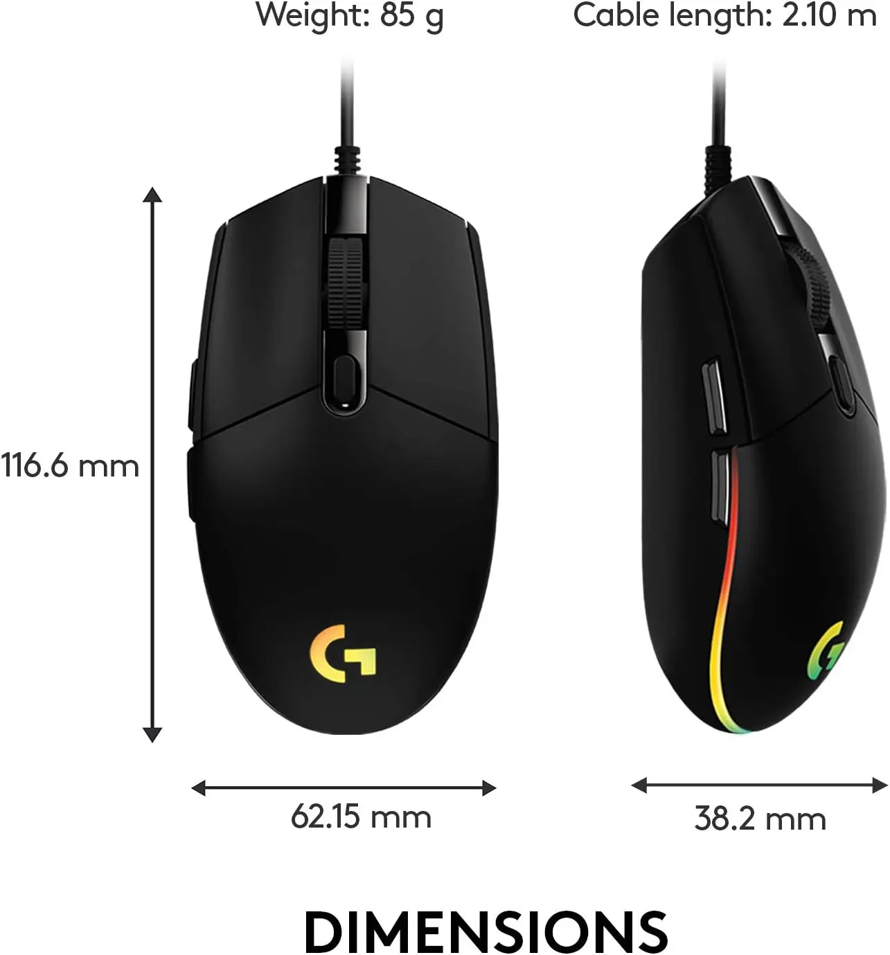 Logitech G203 Lightsync Optical Wired Gaming Mouse RGB - Black  for sale in Emirates from Games2all