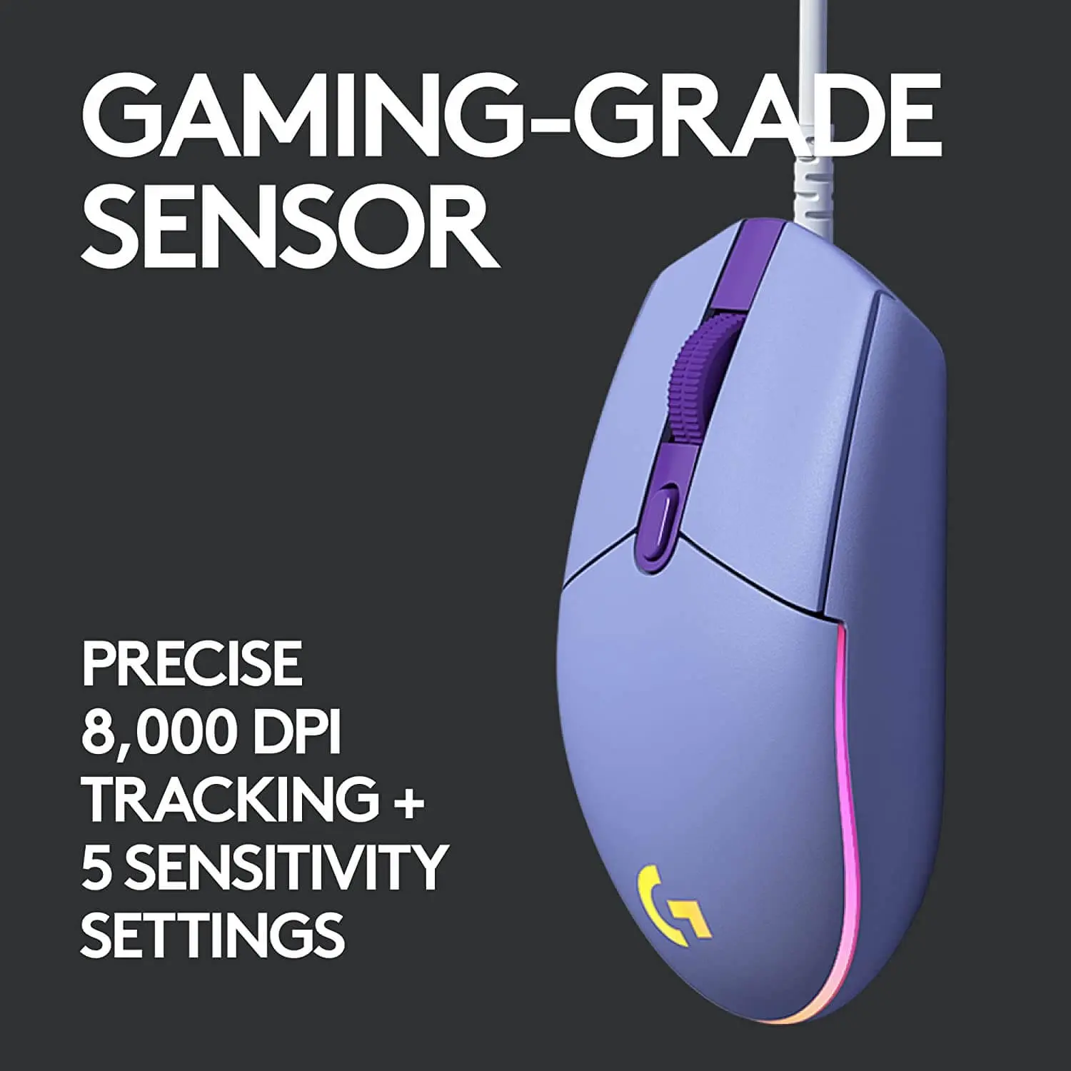 Logitech G203 Lightsync Optical Wired Gaming Mouse RGB - Purple (Lilac)  for sale in Emirates from Games2all