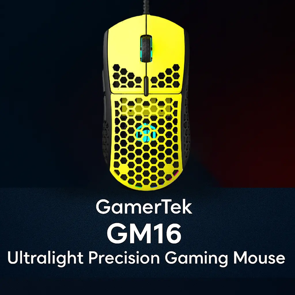 GamerTek GM16 Ultralight Precision Wired Gaming Mouse - Yellow  for sale in Emirates from Games2all