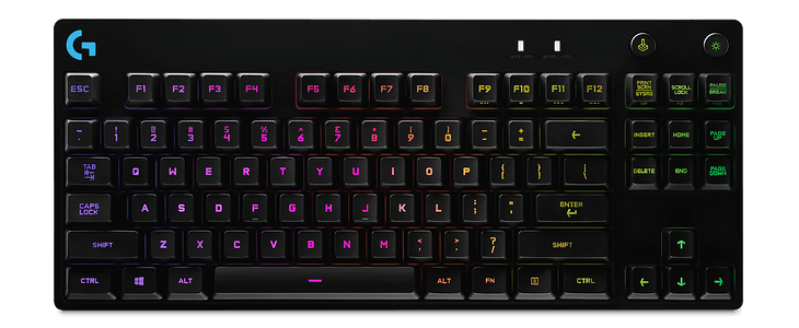 Logitech G PRO RGB Gaming Wired Keyboard with Mechanical Blue Clicky Switches - Black