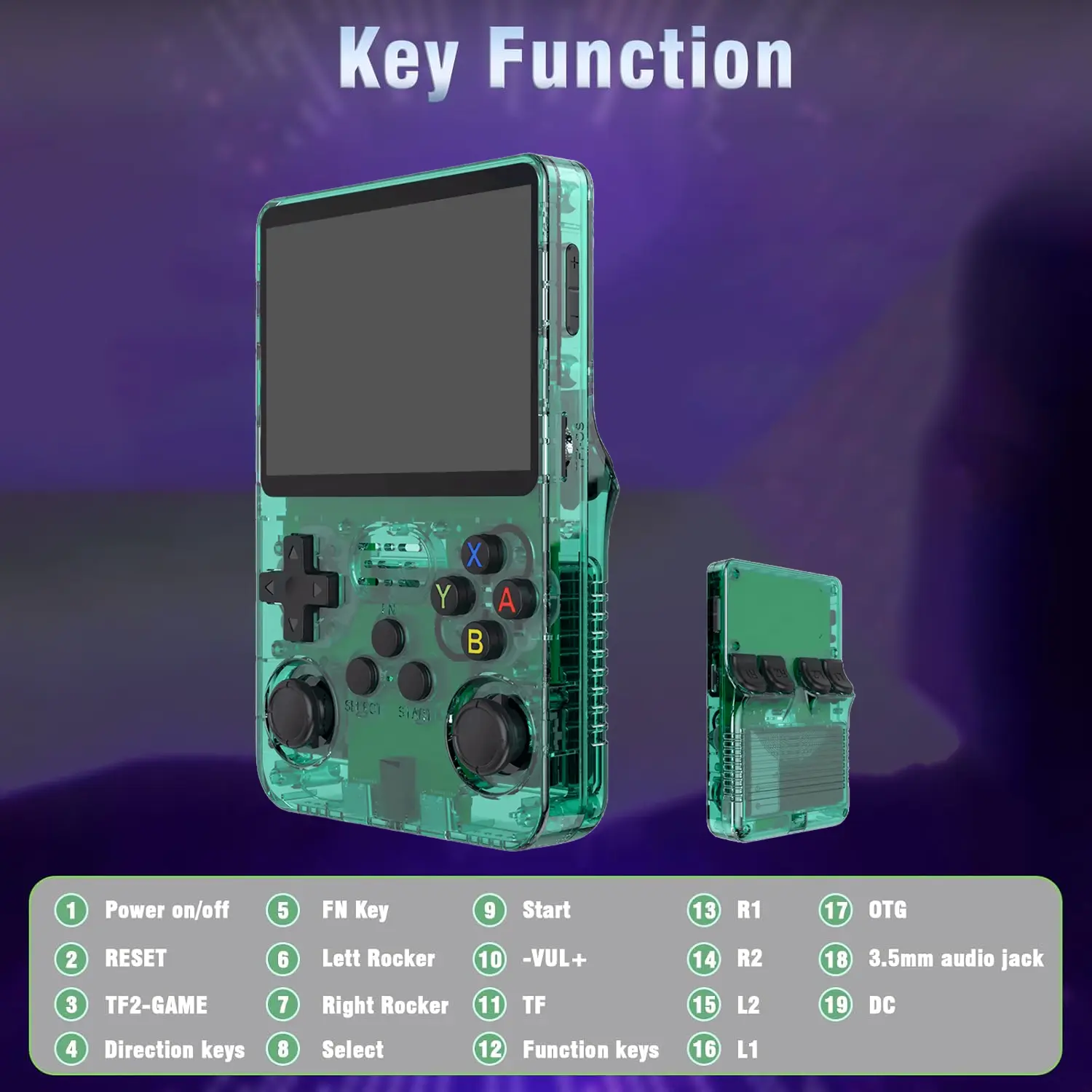 R36S Retro Handheld Video Game Console - 128 GB - Green  for sale in Emirates from Games2all