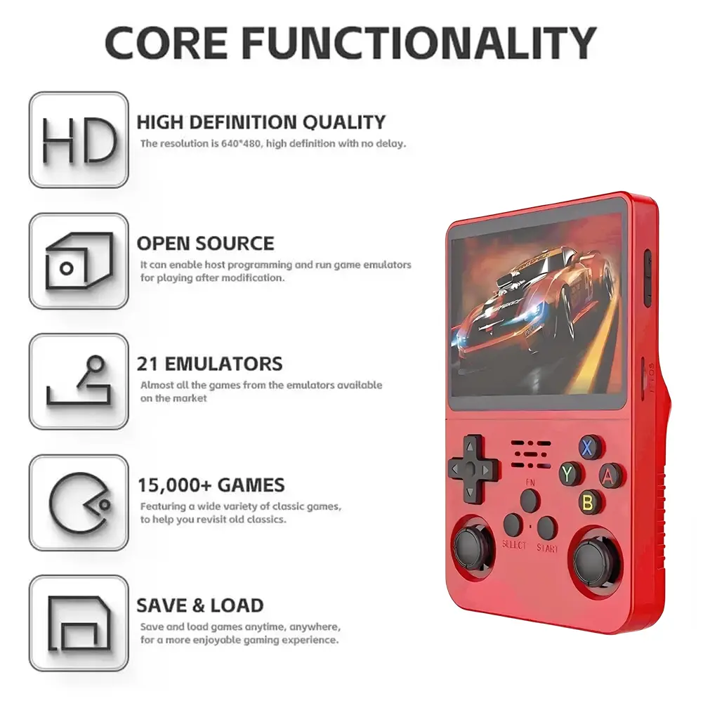 R36S Retro Handheld Video Game Console - 128 GB - Red  for sale in Emirates from Games2all