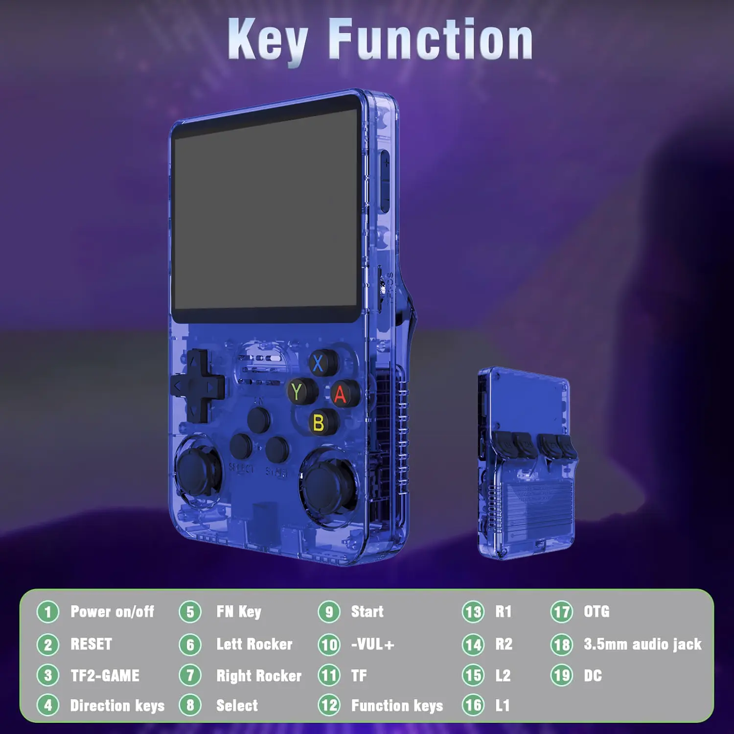 R36S Retro Handheld Video Game Console - 128 GB - Blue  for sale in Emirates from Games2all