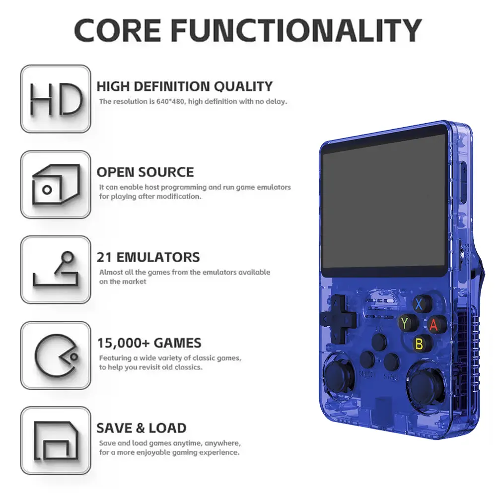 R36S Retro Handheld Video Game Console - 128 GB - Blue  for sale in Emirates from Games2all