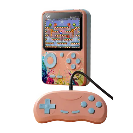 G5 Retro Handheld Video Game Console 500-in-1 Mini With Wire Controller - Colorful Pink