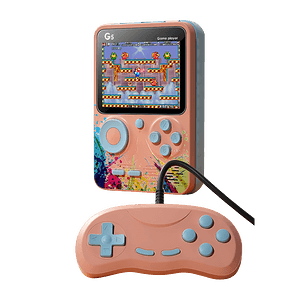  جهاز تشغيل ألعاب الفيديو الرقمية ريترو محمول باليد 500 في 1  مع وحدة تحكم سلكية - بينك ملون