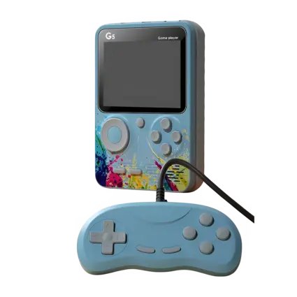 G5 Retro Handheld Video Game Console 500-in-1 Mini With Wire Controller - Sky Blue
