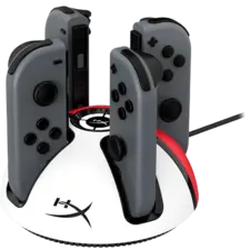 HyperX Chargeplay Quad - 4-in-1 Joy-Con Charging Station for Nintendo Switch - White / Red