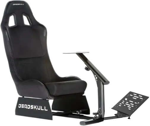 DeadSkull Racing Seat Gaming Chair with Steering Wheel & Pedal Stand - Black 