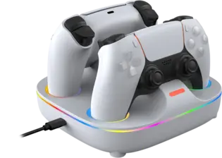 Charging Base Dual Charger Color Lighting Effect For PS5 Controller - White