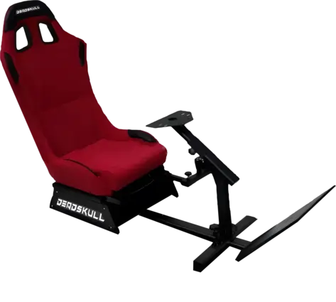 DeadSkull Racing Seat Gaming Chair with Steering Wheel & Pedal Stand - Maroon 