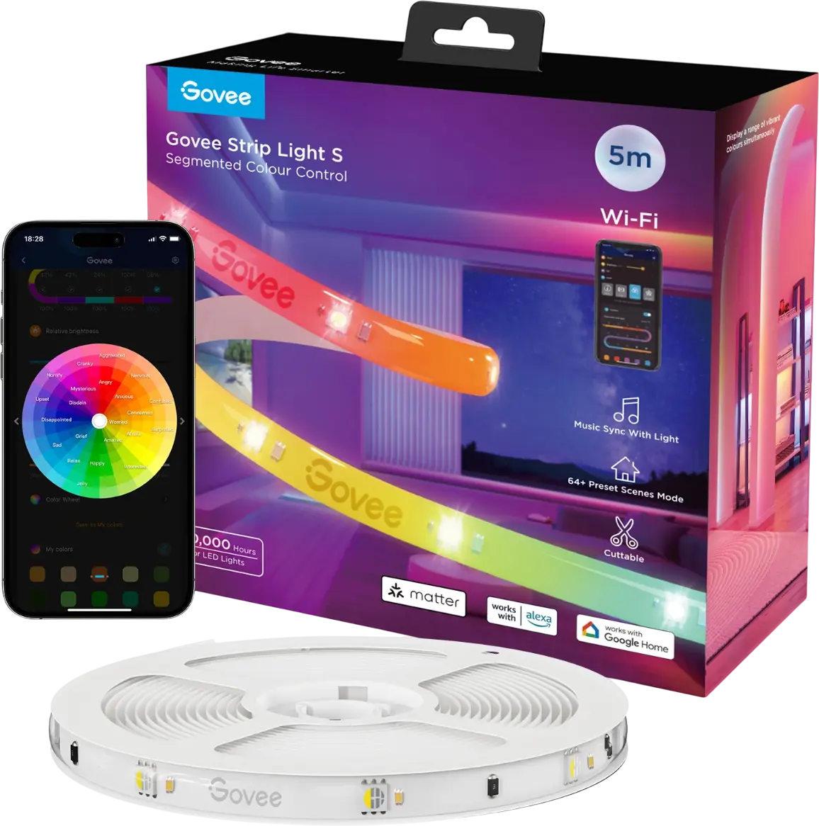 Govee H612A RGBIC Wi-Fi + Bluetooth LED Strip Lights With Protective Coating - 5M  for sale in Emirates from Games2all