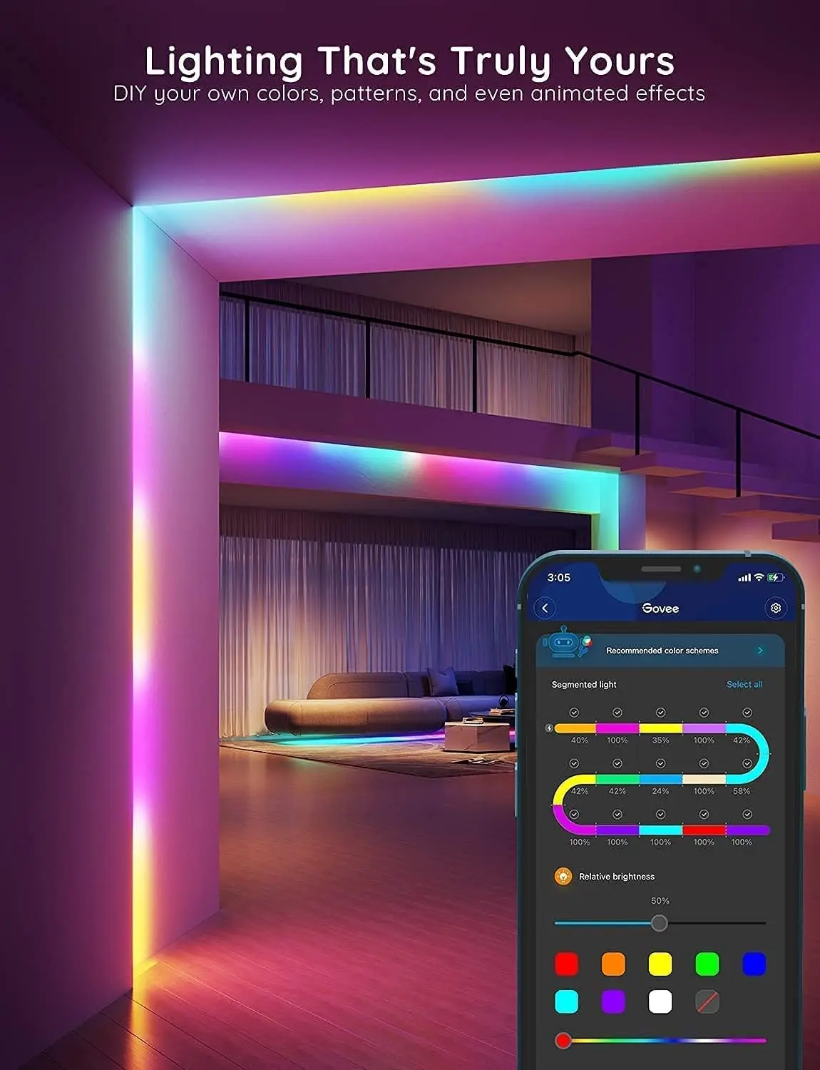 Govee H612A RGBIC Wi-Fi + Bluetooth LED Strip Lights With Protective Coating - 5M  for sale in Emirates from Games2all
