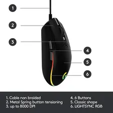 Logitech G203 Lightsync Optical Wired Gaming Mouse RGB - Black - Open Sealed	  for sale in Emirates from Games2all