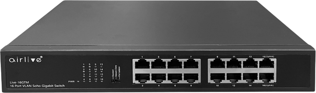 Airlive live-16 GTM 16 Port Ethernet Desktop Switch - Black 