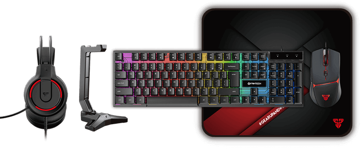 كومبو فانتيك P51 باندل هيرو 5*1 جيمنج ماوس+ كيبورد + بادة ماوس + سماعات + ستاند سماعات