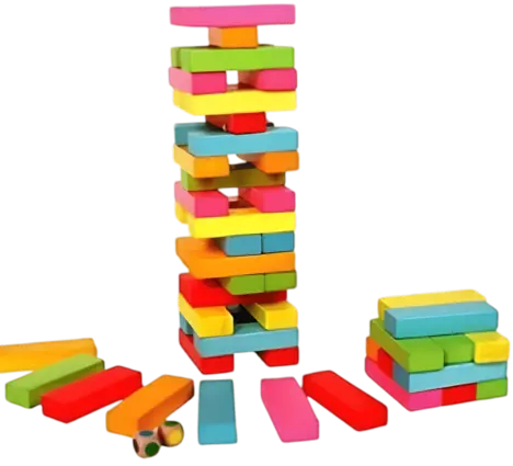 Generic Tower challenge wooden colored blocks puzzle toy 48 pcs