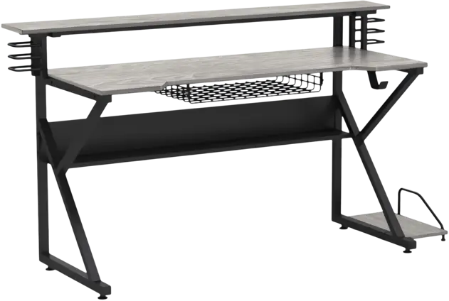  Gaming Desk with Storage Shelf and Monitors Shelf 5*1 - White