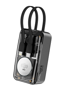 باور بانك بروميت شفاف مافريكس بكابل تايب سي وكابل لايتننج بقوة 10000mAh 