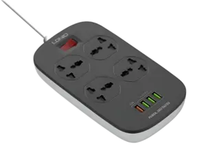 مشترك لدنيو SC4407 بـ 4 منافذ USB و 4 منافذ للمقبس - أسود