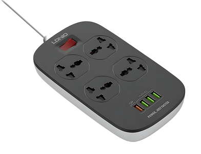 LDNIO DEFENDER SERIES SC4407 - 4 Power Socket 4 + USB - Black