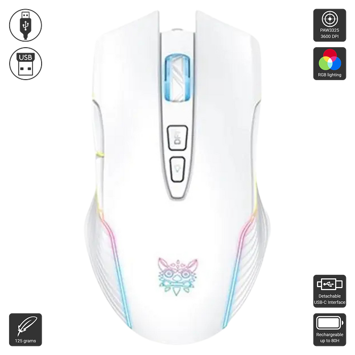 Onikuma CW905 Dual-Mode RGB Gaming Mouse - White  for sale in Emirates from Games2all