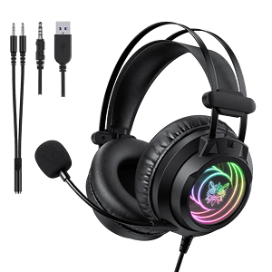 أونيكوما X80 سماعة جيمينج سلكية RGB – أسود